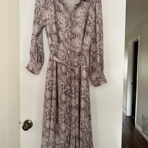 LOFT Long Sleeve Snake Print Dress
